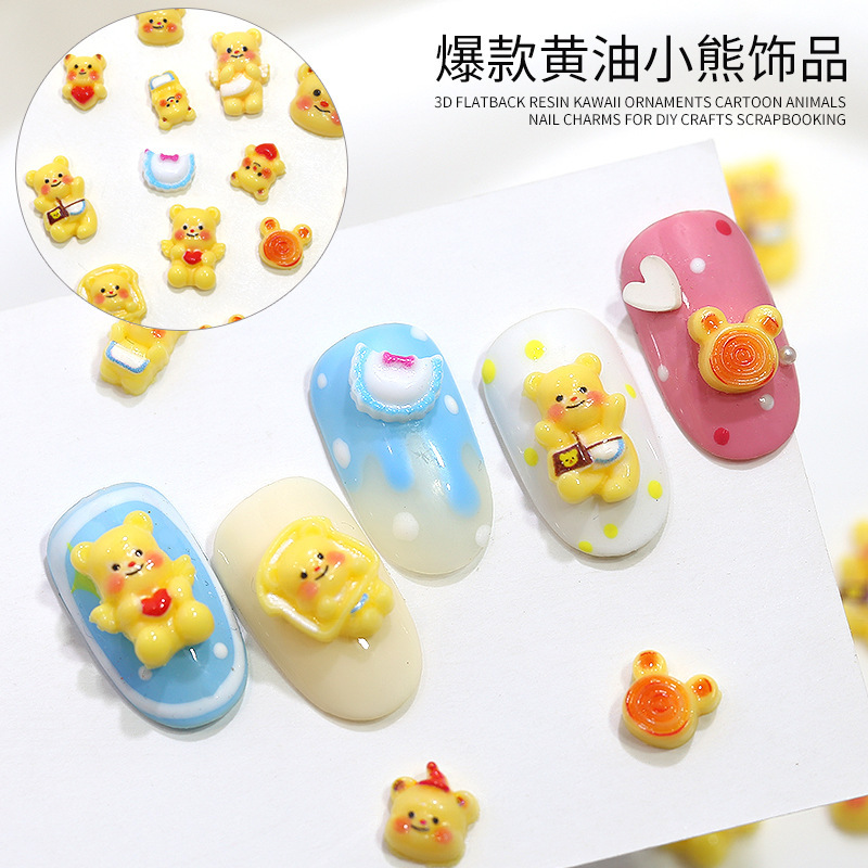 Little Red Book Butter Bear Nail Art Jewelry Cute Cartoon Love Bread Cream Bear Diy Resin Nail Accessories Little Red Book Butter Bear Nail Art Jewelry Cute Cartoon Love Bread Cream Bear Diy Resin Nail Accessories