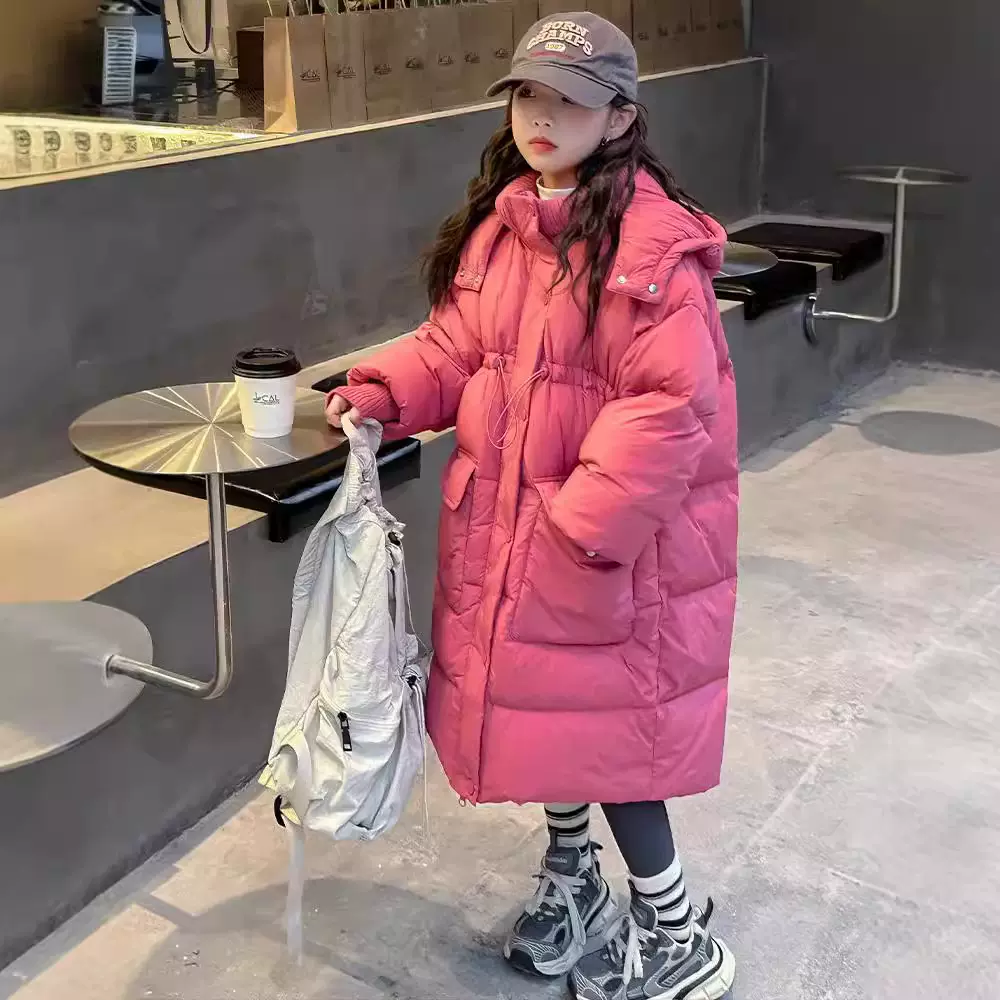 女童中长款棉衣2025新款洋气过漆女大童冬季棉袄童装儿童冬装外套