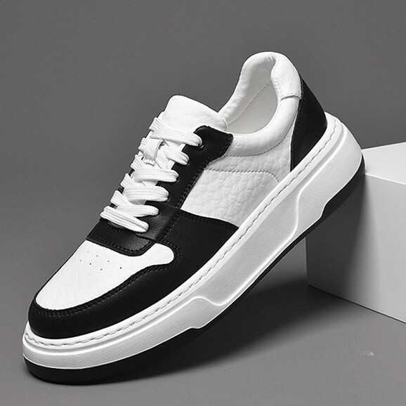 Fashionable Light Luxury Men's Shoes New Invisible Height-Increasing Shoes 8cm Thick-Soled Trendy Sneakers White Shoes Cowhide Inner Height Increase