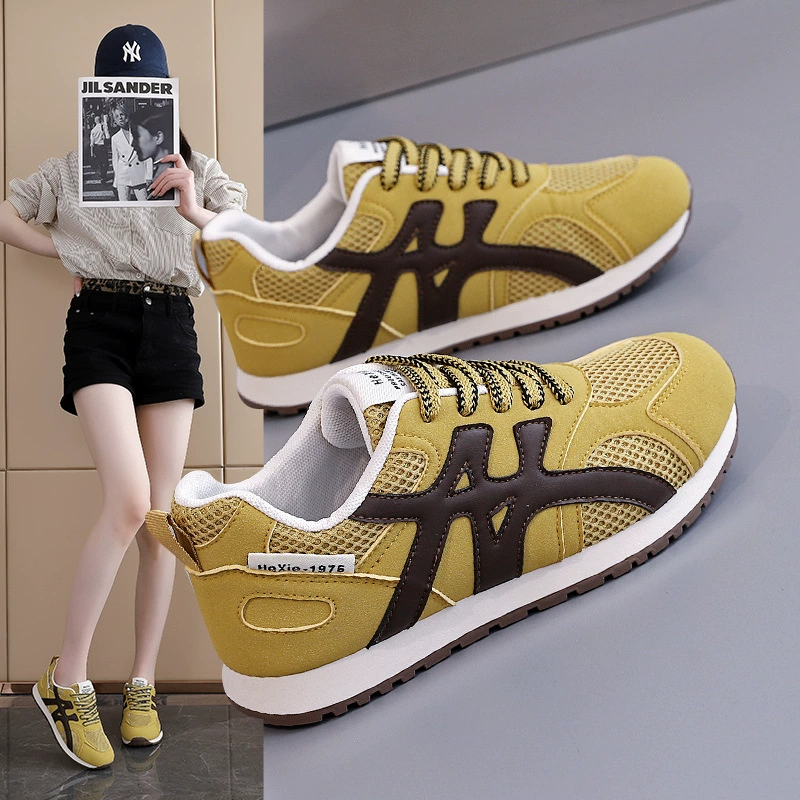 Цветные мозаики обувь женская весна 2025 мода сетка шнуровка спортивная обувь повседневная обувь ретро арган обувь женская FL918