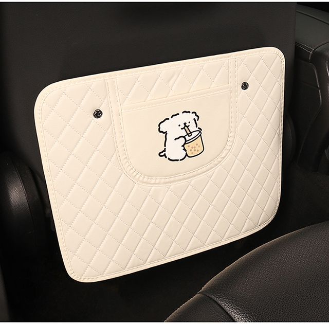 Universal Rear Seat Anti-Kick Pad for Cars, Leather Cartoon Car Seat Backrest Anti-Dirt Protective Mat, Dirt-Resistant Storage Pad