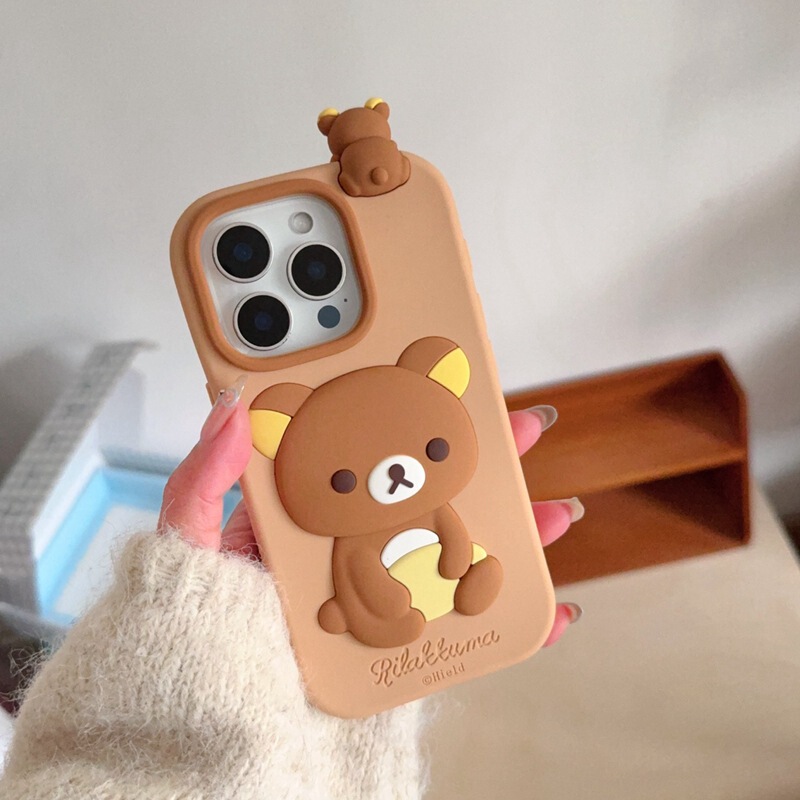 Cute Stereo Easy Bear Suitable for Apple 16Promax Mobile Phone Case Iphone15 Protective Cover 14 Silicone 13