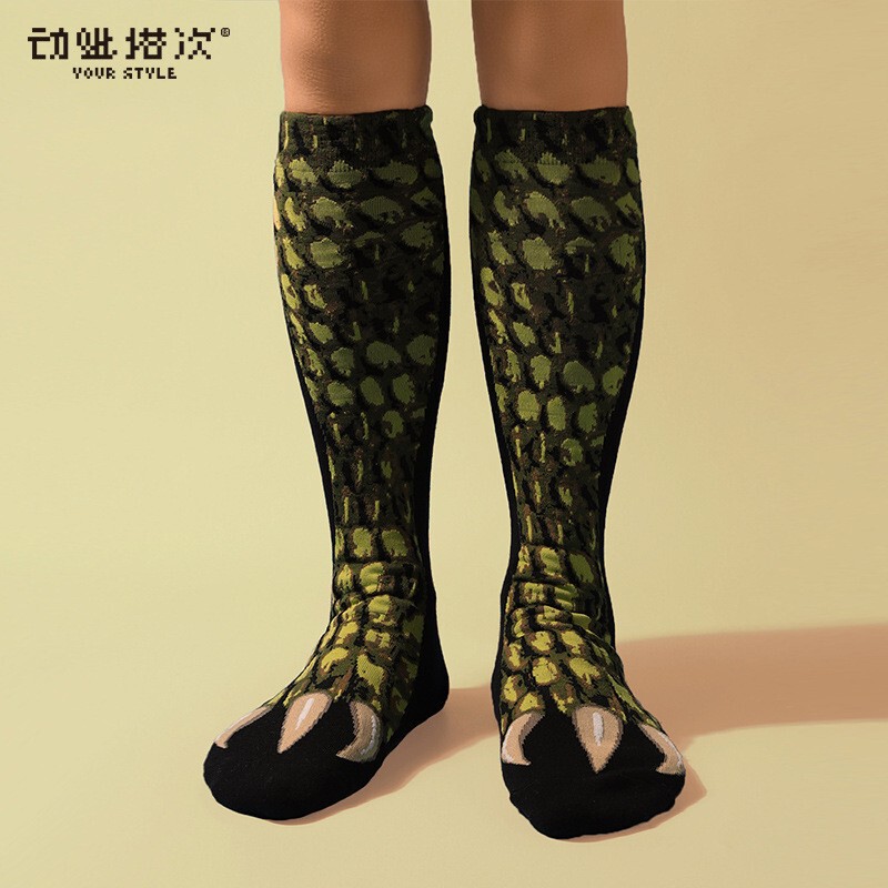 Amazon Cross-Border Versatile New Original Socks Trendy Dinosaur Paw Design Cotton Socks Personalized Hand-Painted Couple