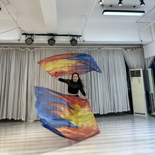New Belly Dance Costume Props Feather Gauze Gradient Color Praise Flag Stage Dance Church