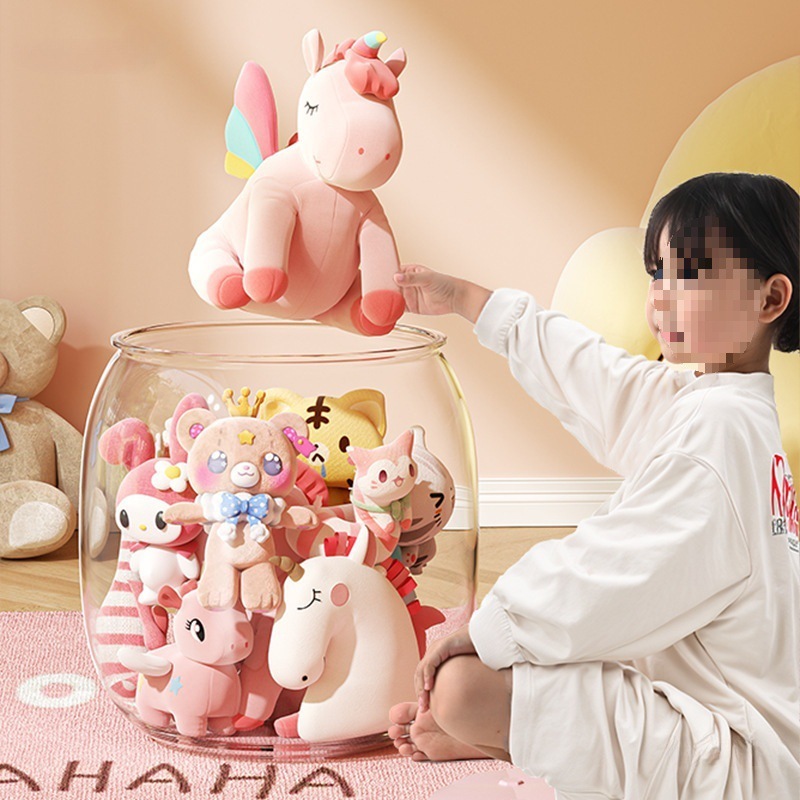 人形収納バケツぬいぐるみ布リビングルーム子供のおもちゃ大型人形収納ボックス透明収納スツール|undefined