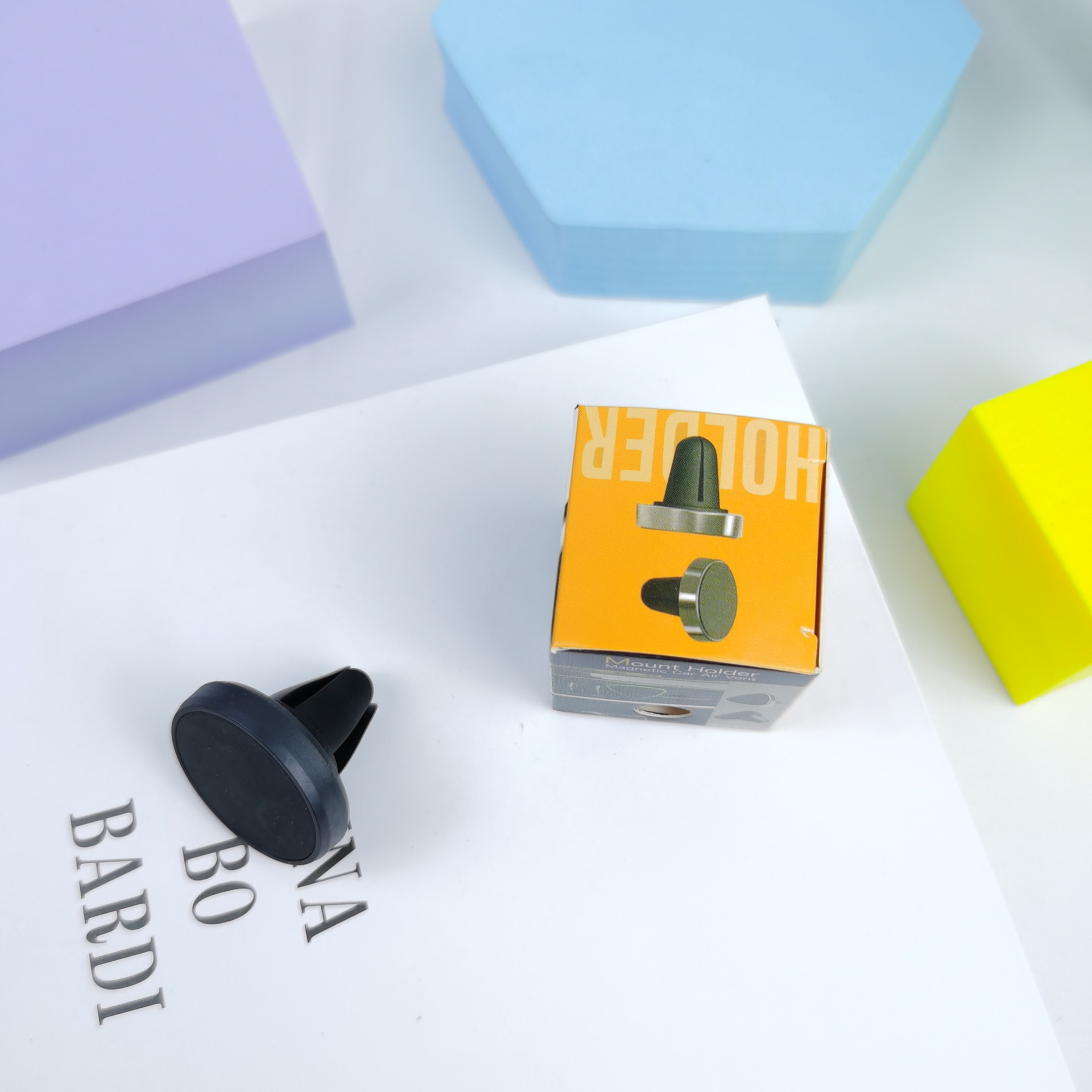 Soporte para teléfono móvil redondo coche aire acondicionado salida de aire imán magnético coche perezoso titular para teléfono móvil registro imprimible