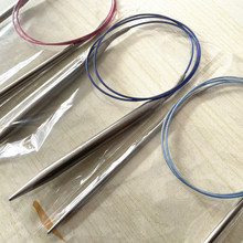 亚马逊外贸彩绳环形针不锈钢循环形针编织工具毛衣针粗彩色钢丝绳