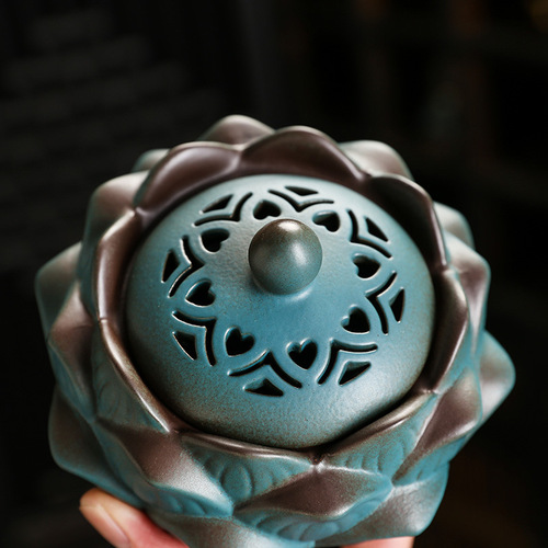 New creative lotus incense burner with overflowing floral fragrance indoor incense ceramic 4-hour incense hollow incense burner epidemic prevention incense