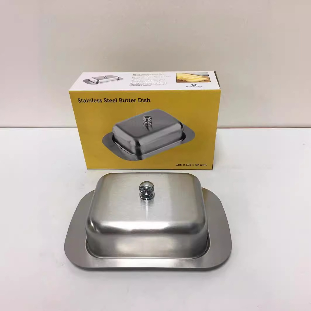 Stainless steel butter box Western restaurant Butter Box butter plate snack plate cheese box preservation box insulation plate butter plate