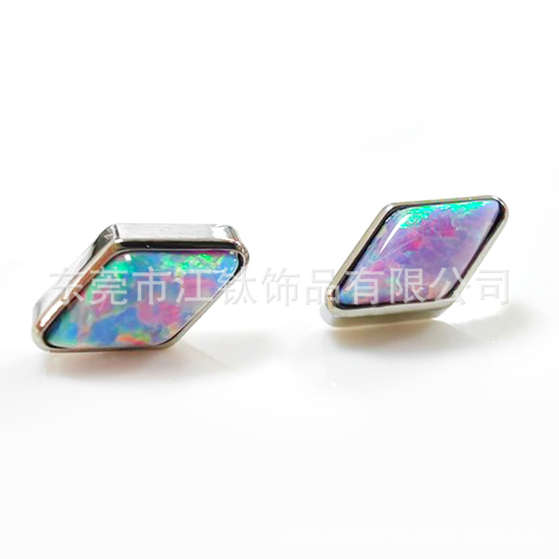 G23 Titanium Opal Ear Nail Lip Stud - 1.2x10mm - ASTM F136 Body Piercing Jewelry detail image 10