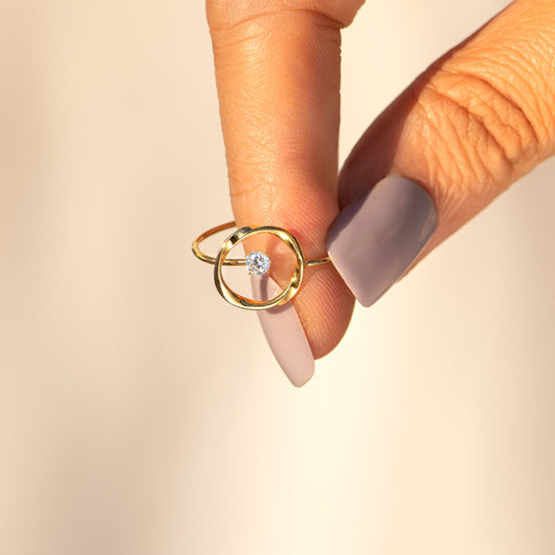 Adjustable Ring Size 1 Piece Quantity 925 Sterling Silver Zircon Geometric Rings