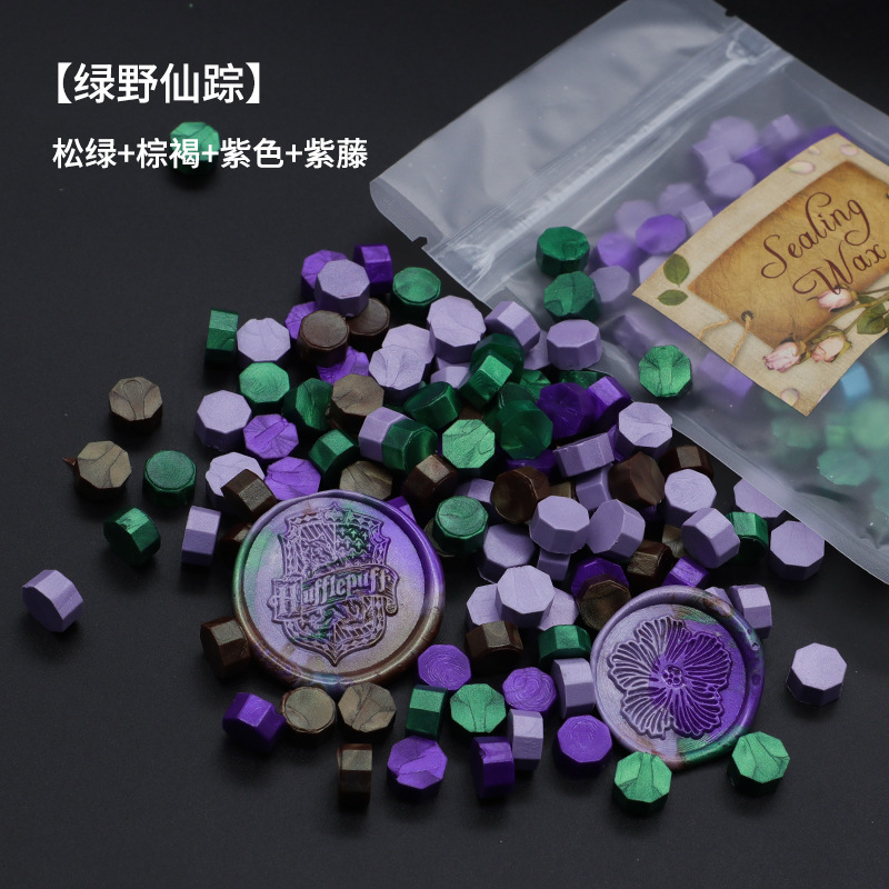 Ocho-lado fuego pintura cera grano mezclado color 35g bolsa de embalaje fuego pintura cera sello al por mayor sobre DIY mano cuenta de sellado Uso de cera