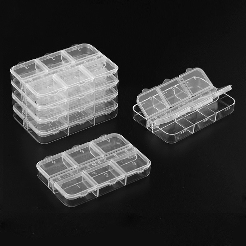 Disco de ciruela para joyería de manicura caja de herramientas de almacenamiento de plástico transparente sequinilla polvo de joyería caja de embalaje 7