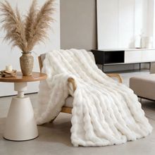 1pc Rabbit Fleece Blanket Solid Color Faux Fur Plushë̺