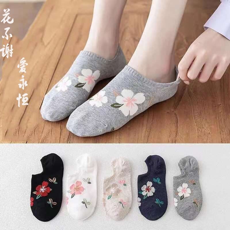 Summer New Women's Socks, Short Style, Shallow Mouth, Breathable Short Tube Invisible Cotton Socks, Korean Version Cute Boat Socks, Miu Style Women's Socks