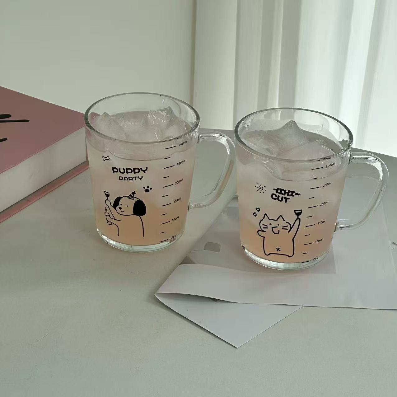[Pack of Two] Happy Puppy + Happy Kitten [Light Cup with Handle]