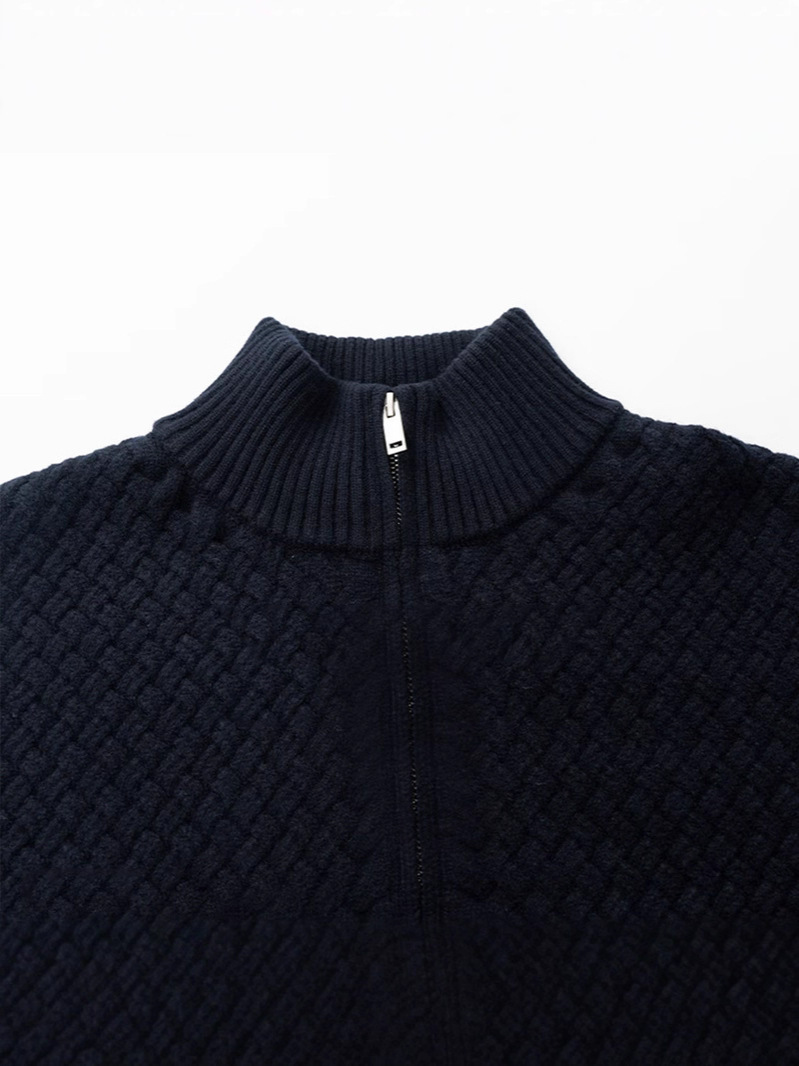 Comercio exterior primavera y otoño cremallera camiseta de punto hombre cuello largo suelto cardigán de manga larga delgado de cuello medio alto suéter de hilo delgada abrigo