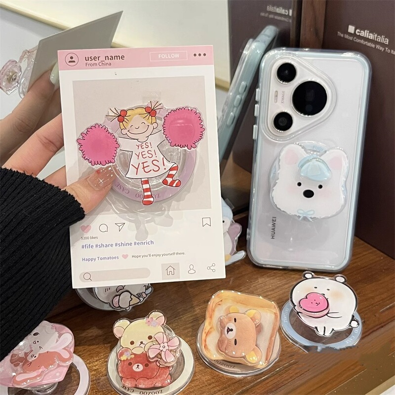 Girl Cartoon Animal Rotating Magsafe Magnetic Holder Cute Retractable Mobile Phone Airbag Holder Strong Suction