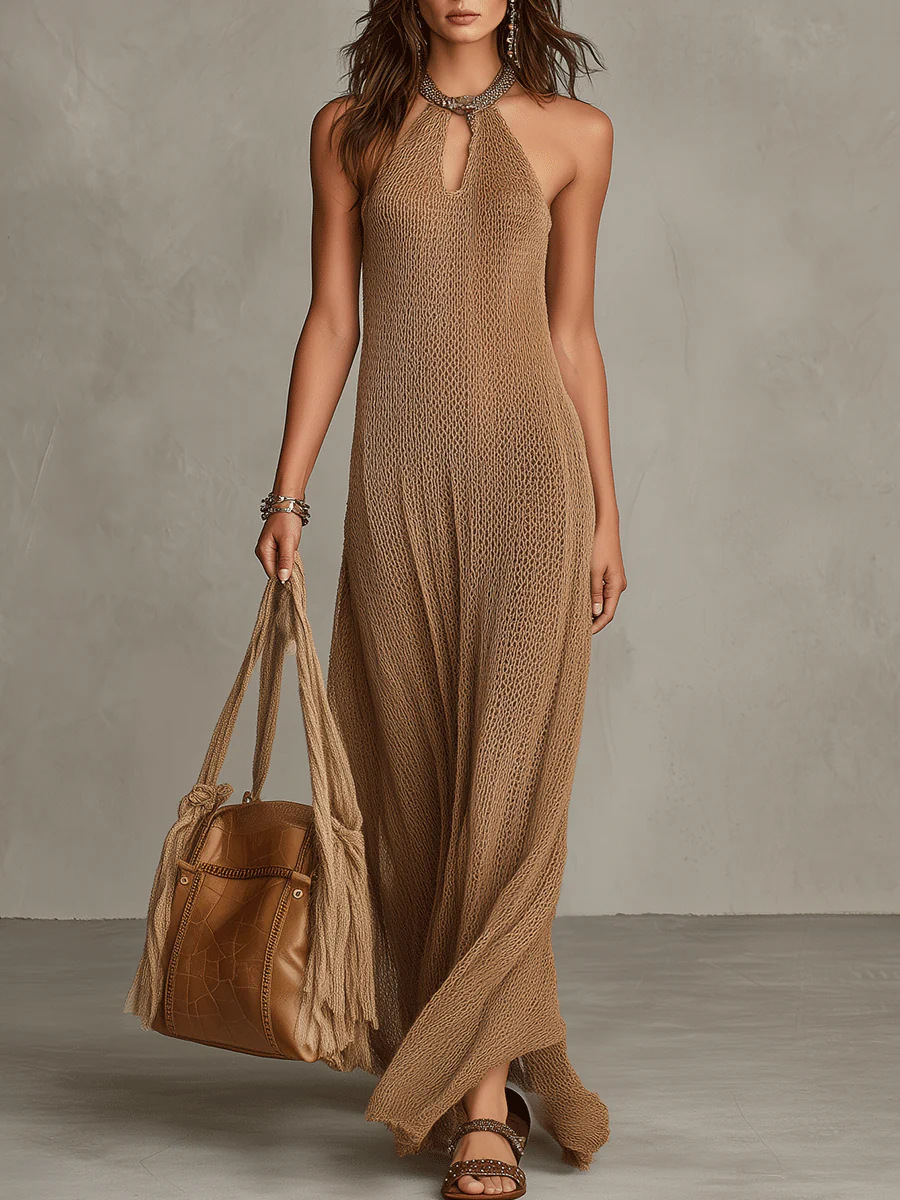 2026 European And American Cross-border Independent Site Western Resort Style Casual Sleeveless Knitted Halter_ecoleips.com