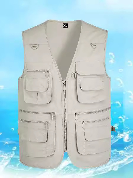 Impresión personalizada logotipo delgado chaleco de verano para hombres de mediana edad multi-bolsillo chaleco de hombro multifuncional nuevo