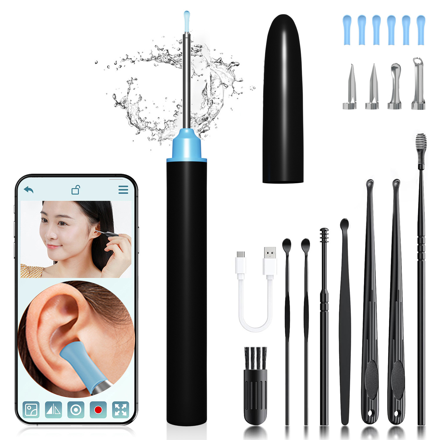 Directo de fábrica inteligente HD visual oído recoger el cuidado personal de limpieza de cerumen artefacto al por mayor luminoso oído recoger palo