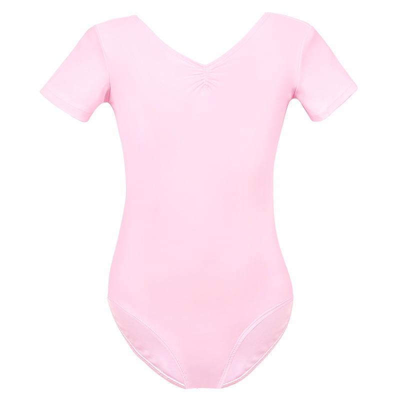 Trajes de baile para niñas y niños, ropa de entrenamiento de alta elasticidad de nailon de manga corta de verano, ropa de actuación de ballet deportivo para niños grandes