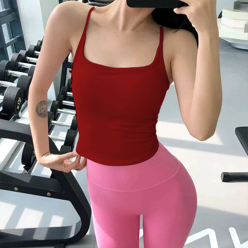 ヨガのベストの女性韓国のフィットネスは震動防止の細いベルトの一体の胸のパッドを集めて外にファッションの美背のランニングのブラジャーを着ます。