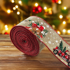 Minguan 新製品クリスマス模造リネンヘラジカベルリボン DIY クリスマスツリー装飾クリエイティブトラックリボン在庫あり