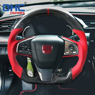 可跨境适用于美版本田思域十代碳纤维汽车方向盘改装Honda civic