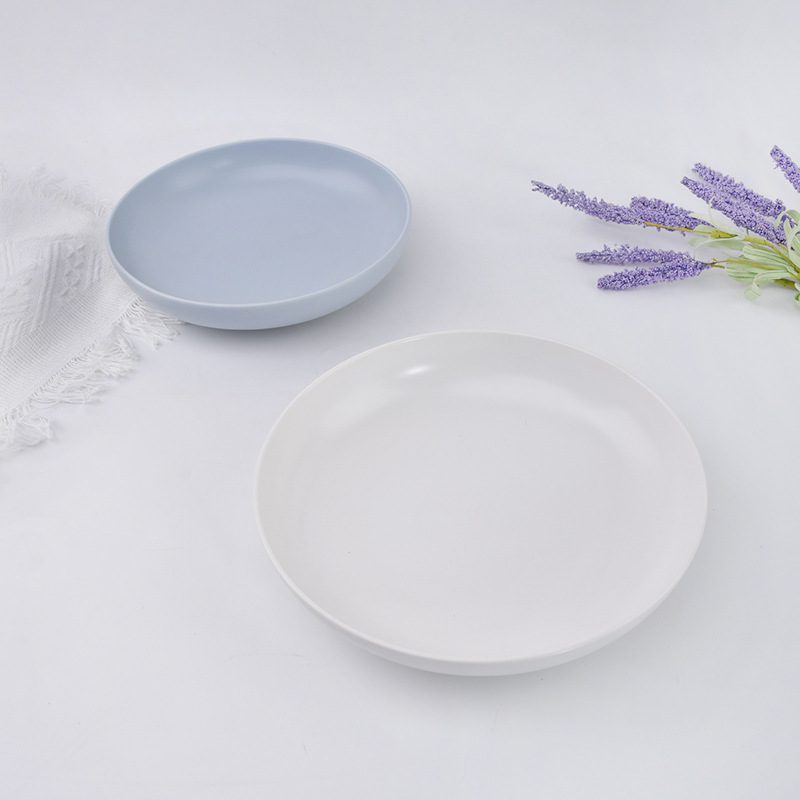 9 pulgadas de alta temperatura de cerámica azul y blanco plato de sopa poco profundo plato de sopa de hotel pequeño plato de sopa fresco plato redondo plato de frita doméstico