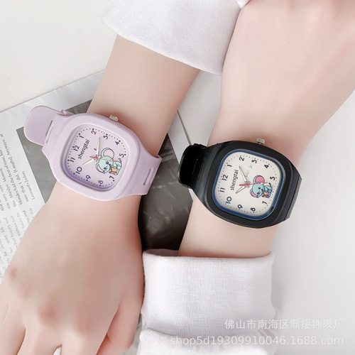 Children's Waterproof Glow-in-the-Dark Watch Student Gift Plastic Clock Small Square Cartoon Handwatch