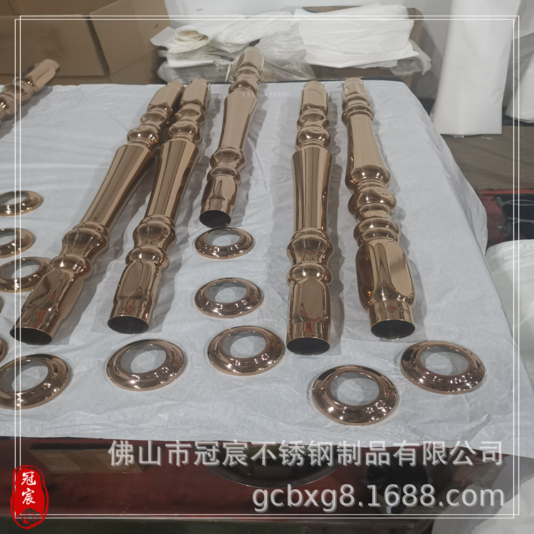 长沙KTV装饰不锈钢立柱 葫芦形不锈钢扶手立柱 玫瑰金花瓶立柱