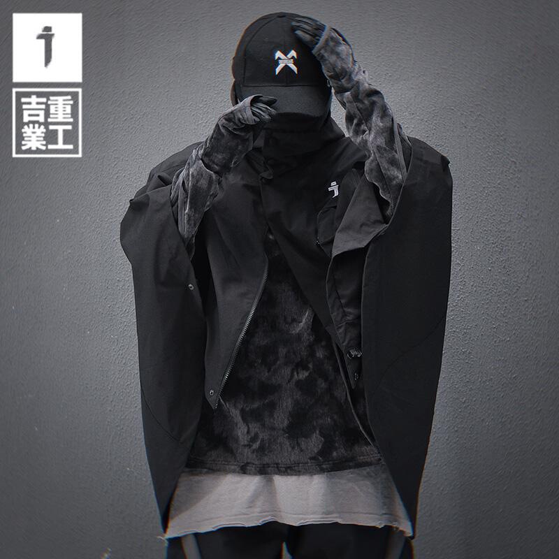 Jiye Heavy Industry 2025 Spring New Functional Style Tooling Cloak Jacket Men's Loose Casual Trendy Hooded Top