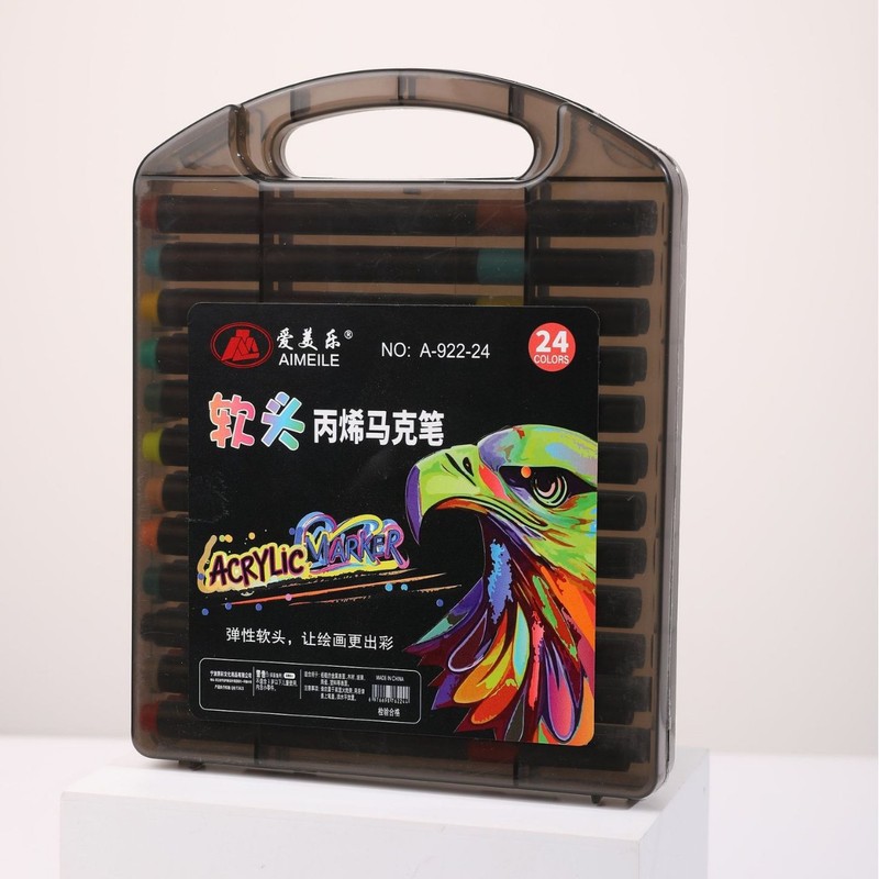 ソフトヘッド黒軸箱入りアクリルマーカー子供学生水彩画用品美術学生専用カラーペン|undefined
