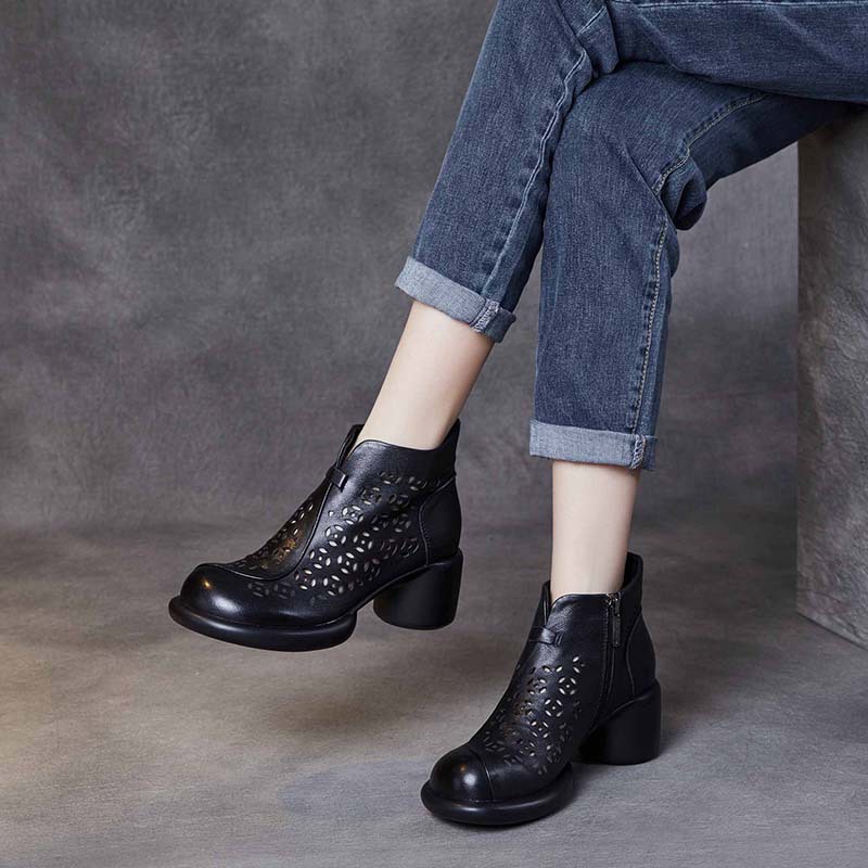 以一 Летние туфли, кожаные высокие короткие сапоги, дышащие ботинки на платформе, сандалии, воловья кожа