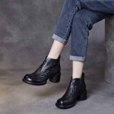 以一 Летние туфли, кожаные высокие короткие сапоги, дышащие ботинки на платформе, сандалии, воловья кожа