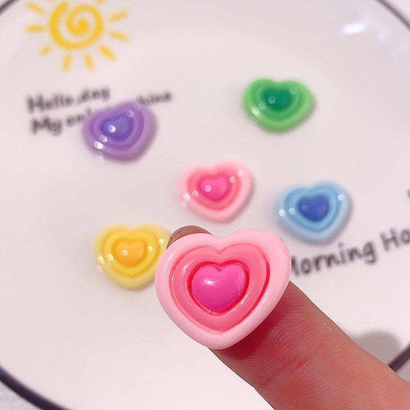 Transfronterizo macarón tres capas de amor accesorios de resina DIY adornos de cabello de cáscara de teléfono móvil agujero de hebilla de zapatos material hecho a mano al por mayor