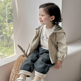 点兮2026秋季新款婴幼儿韩版三件套宝宝连帽外套打底衫牛仔裤套装