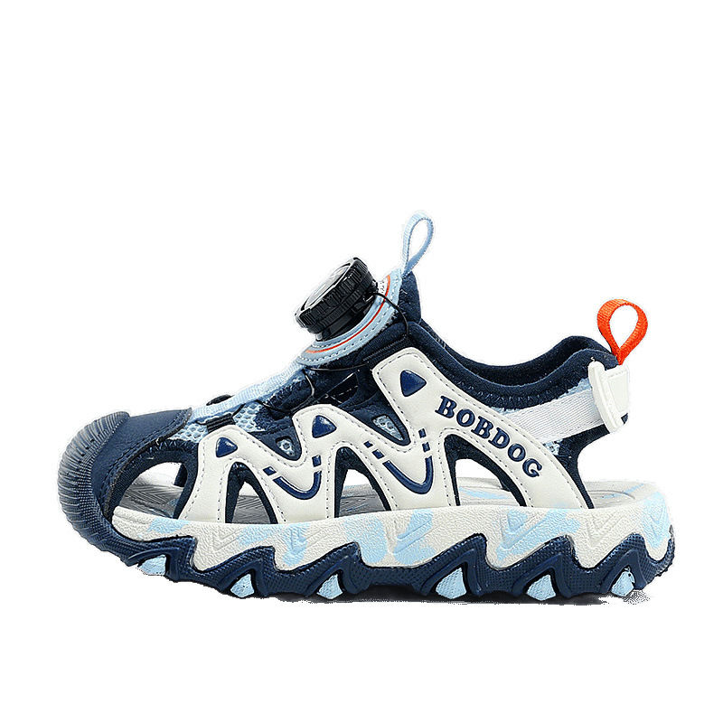 Babudou Sandalias para niño Verano 2025 Nuevo Baotou Suela suave Botón giratorio antideslizante Zapatos deportivos de playa para niños