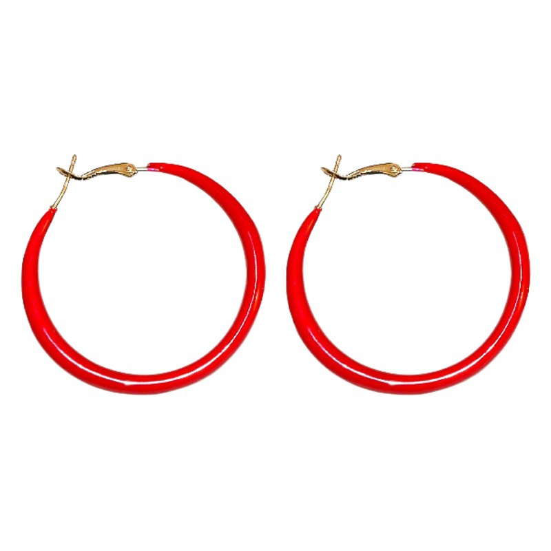 Pendientes de anillo de pigmento rojo de amcola de aceite de goteo de aguja de plata Pendientes exagerados de nicho Pendientes europeos y estadounidenses Pendientes de lujo ligero de alta calidad