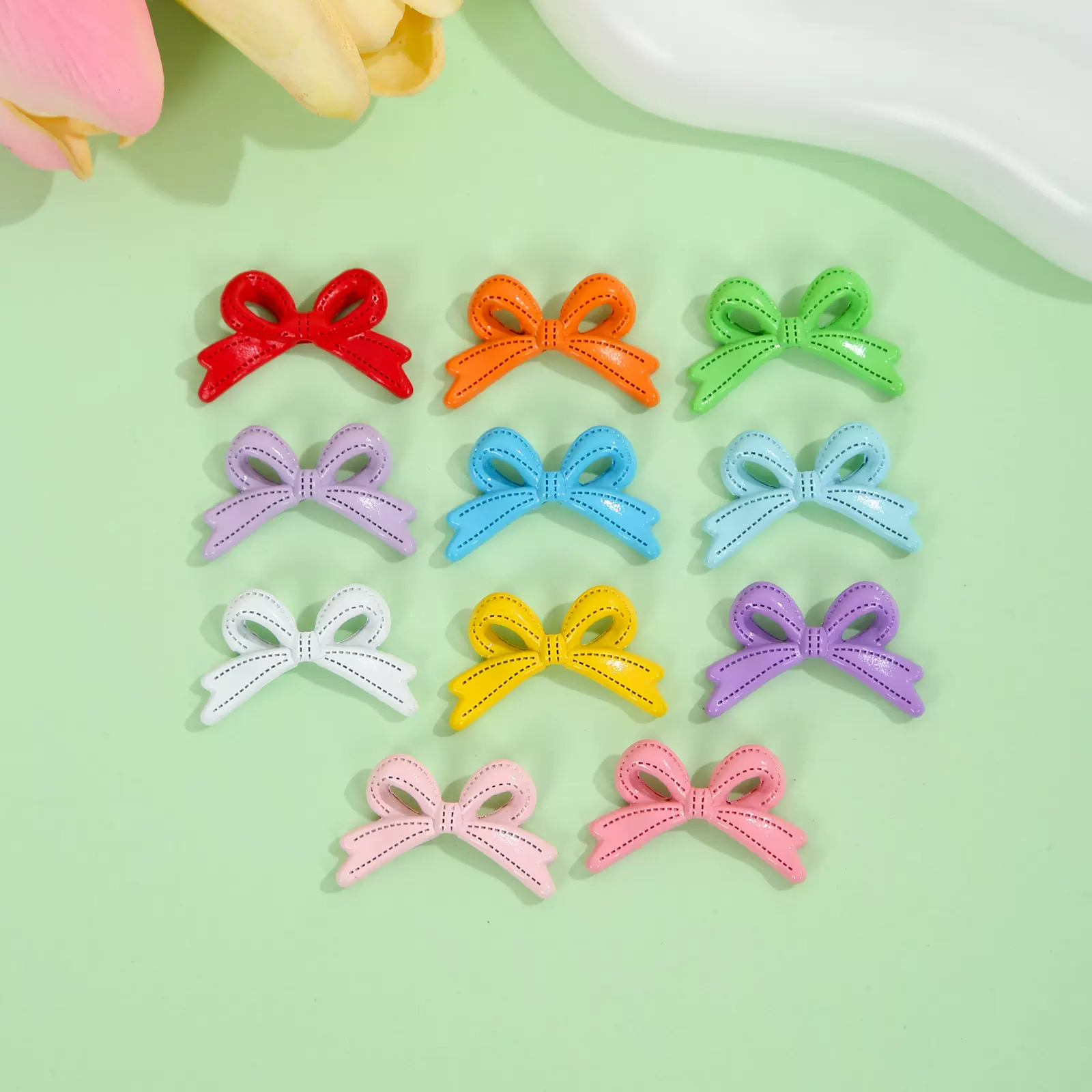 合金多巴胺立体蝴蝶结通孔珠钥匙扣diy手机挂链饰品吊坠手作材料