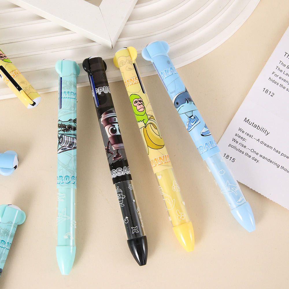 Cartoon series de bolígrafo de dos colores azul y negro bolígrafo de papelería para estudiantes pequeños regalos