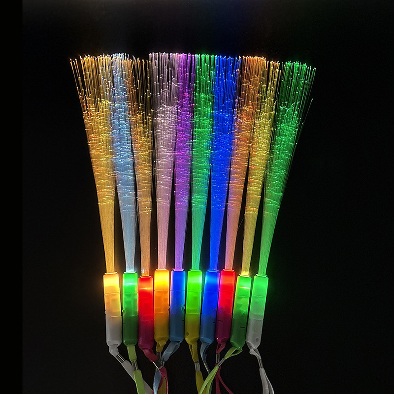 跨境热卖LED闪光七彩荧光棒三功能光纤发光演唱会活动助威道具