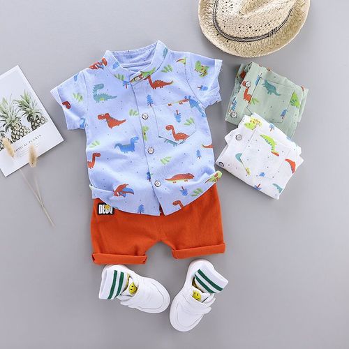 Children's and Kids' Cross-border Wholesale New Summer Cartoon Casual Shirts and Shorts Sets