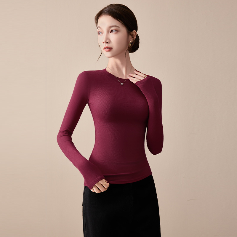 莫代尔半高领打底衫女2025新款秋季内搭长袖t恤修身显瘦针织上衣|undefined