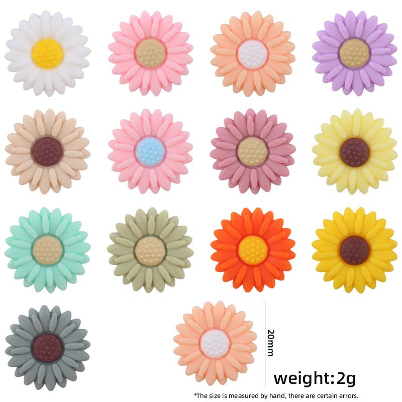 20mm bebé suministros de dibujos animados Margarita cuentas silicona creativo DIY chupete cadena teether pulsera accesorios juguete