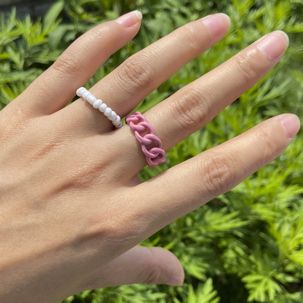 Wholesale Jewelry Color Rice Bead Alloy Ring Set Nihaojewelry display picture 6