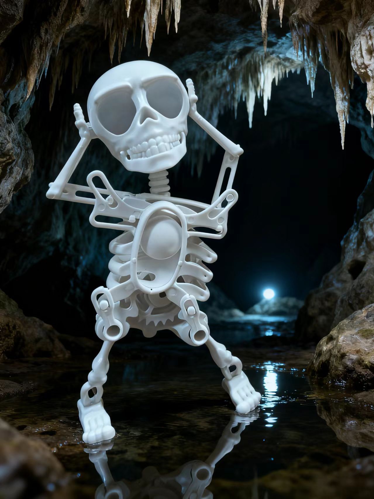 Swing Dancing Skull Head Mechanical String Desprimir Skull Dancing Extrañamente divertido juguete de hechicería