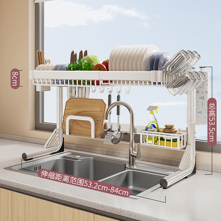 Fregadero retráctil estante de almacenamiento cocina plato multifuncional estante de almacenamiento cuchillo estante de plato fregadero estante de lavado estante de drenaje