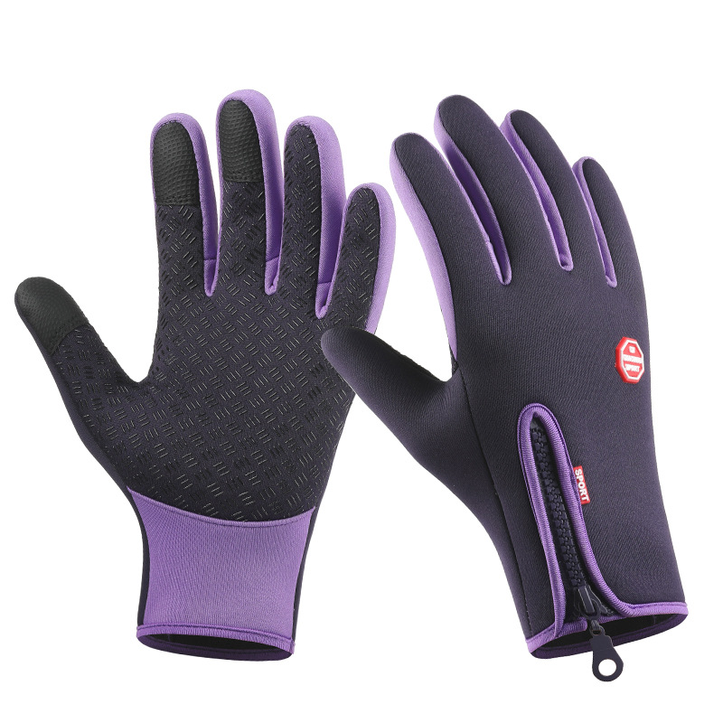 Venta al por mayor deportes al aire libre Otoño e Invierno hombres y mujeres de lana forrada pantalla táctil Cálido impermeable antideslizante montar a prueba de viento guantes